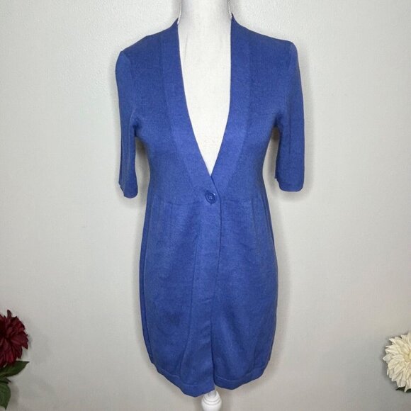 Banana Republic Blue Cotton Cardigan Size Medium Preppy Office Siren - Picture 1 of 5